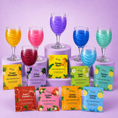 Pack of 50 Flavored Cotton Candy Glitter Bombs – Party Deal of Edible Glittery drinks | 12 Fruity Flavors & Sparkling Party Drinks