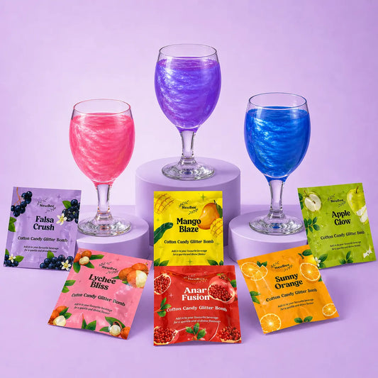 Pack of 30 Flavored Cotton Candy Glitter Bombs – 12 Fruity Flavors and Magical Sparkle