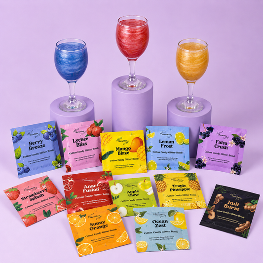 Deal of 16 Glittery Flavour Powder Sachets with Free Gift of Cute Stamp Stickers
