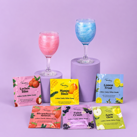 Deal of 6 Glittery Flavour Powder Sachets with Free Cute Stamp Stickers Gift
