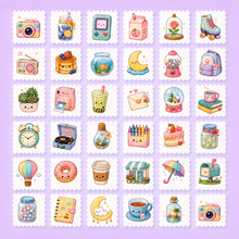 Pack of 100 Cute Aesthetic Sticker Stamps + 2 FREE Glitter Sachets