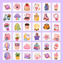 Pack of 150 Cute Aesthetic Sticker Stamps + 2 FREE Glitter Sachets