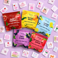 Deal of 12 Glittery Flavour Powder Sachets with Free Gift of Cute Stamp Stickers