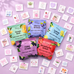 Deal of 16 Glittery Flavour Powder Sachets with Free Gift of Cute Stamp Stickers
