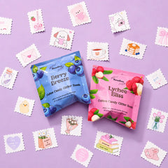 Deal of 6 Glittery Flavour Powder Sachets with Free Cute Stamp Stickers Gift